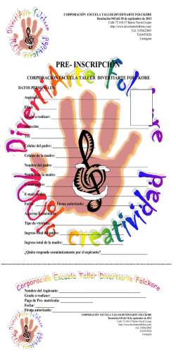 Pre- inscripcion - Escuela Taller DivertiArte Folckore