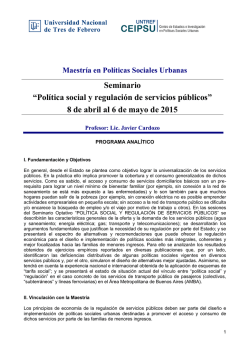 Pol&iacute;tica social y regulaci&oacute;n de servicios p&uacute;blicos