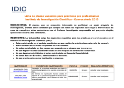 Lista de plazas vacantes para pr&aacute;cticas pre profesionales Instituto