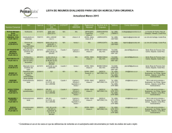 LISTA DE INSUMOS EVALUADOS PARA USO