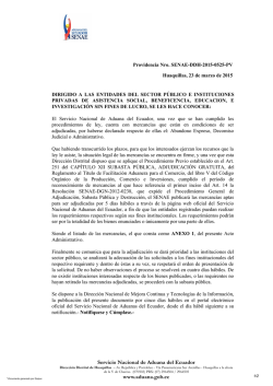 Servicio Nacional de Aduana del Ecuador www.aduana.gob.ec
