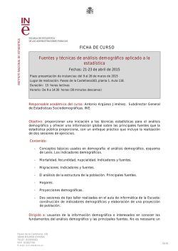 Fuentes y t&eacute;cnicas de an&aacute;lisis demogr&aacute;fico aplicado a la estad&iacute;stica