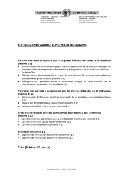CRITERIOS PARA VALORAR EL PROYECTO BIDELAGUNA Total