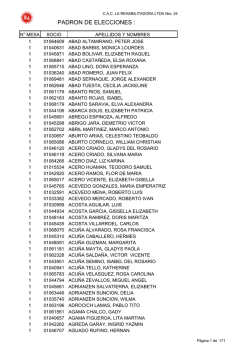 PADRON DE ELECCIONES : - Cooperativa La Rehabilitadora