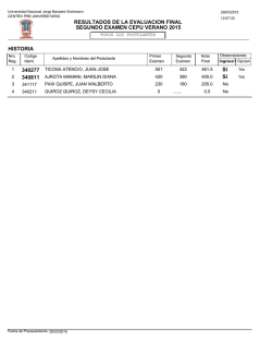 RESULTADOS DE LA EVALUACION FINAL SEGUNDO EXAMEN
