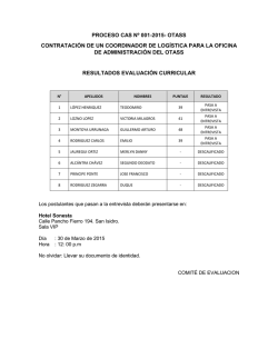 PROCESO CAS N&ordm; 001-2015- OTASS CONTRATACI&Oacute;N DE UN