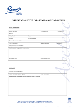 IMPRESO DE SOLICITUD PARA UNA FRANQUICIA ROMERIJO