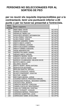 PERSONES NO SELECCIONADES PER AL SORTEIG DE PE&Oacute; per