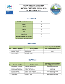 Descarga el Inventario de Fauna del &Aacute;rea Natural Protegida