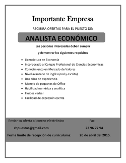 Importante Empresa ANALISTA ECON&Oacute;MICO