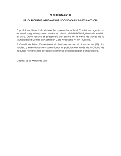 FE DE ERRATAS N&deg; 04 DE LOS RECURSOS IMPUGNATIVOS