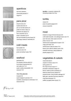 A La Carte Menu