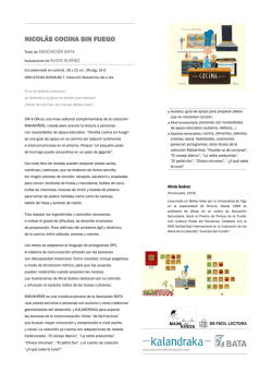 NICOL&Aacute;S COCINA SIN FUEGO