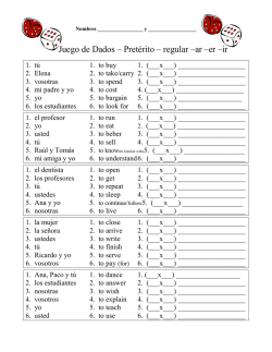 Juego de Dados &ndash; Pret&eacute;rito &ndash; regular &ndash;ar &ndash;er &ndash;ir
