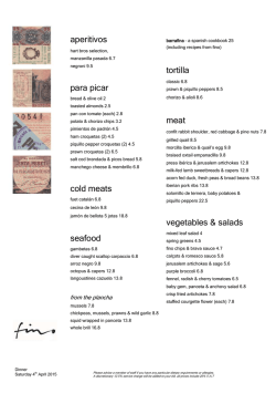 A La Carte Menu