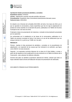 Listado provisional de admitidos