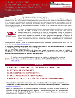Ingreso en 2015 Primavera. Divisi&oacute;n de Ciencias y Artes para el