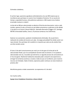 Estimadas ciudadanas, En primer lugar, queremos agradecer