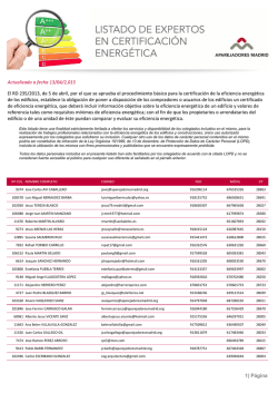 Listado de expertos en certificaci&oacute;n energ&eacute;tica