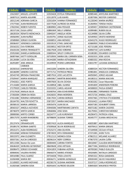 C&eacute;dula Nombre C&eacute;dula Nombre C&eacute;dula Nombre