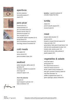 A La Carte Menu