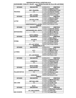 ESTADIO HORA DIV &Aacute;RBITROS 16:30 1ra Aguilera C&eacute;sar 14:30
