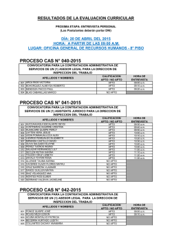proceso cas n&deg; 040-2015 proceso cas n&deg; 041