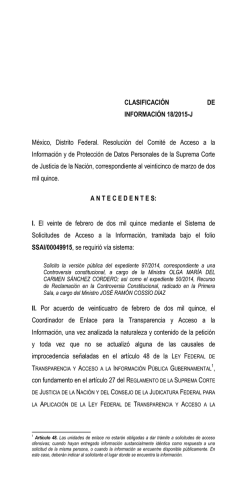 Clasificaci&oacute;n de Informaci&oacute;n 18/2015-J