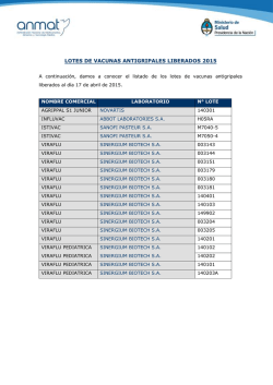 LOTES DE VACUNAS ANTIGRIPALES LIBERADOS 2015