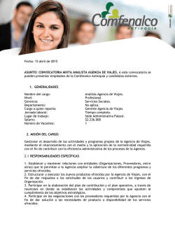 Convocatoria mixta analista agencia de viajes. Fecha de cierre
