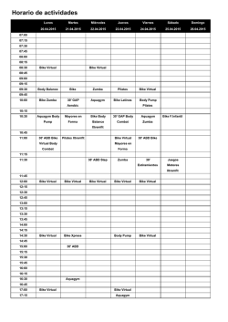 Horario de actividades