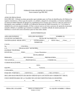 FORMATO PARA REGISTRO DE JUGADOR - LIGA PRE-SEC