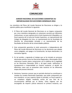 jurado nacional de elecciones garantiza su imparcialidad en