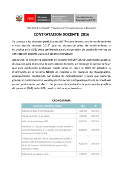 Convocatoria Contrataci&oacute;n Docente 2016