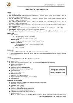 LISTA DE &Uacute;TILES DEL CUARTO GRADO &ndash; 2016 TEXTOS &bull; Biblia