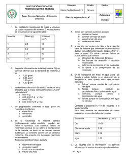 1. Se realizaron mediciones de masa y volumen de cuatro muestras