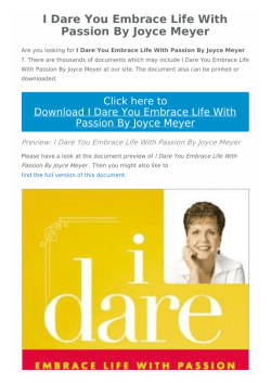 I Dare You Embrace Life With Passion By Joyce Meyer |