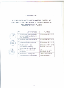 adjudicacion de plazas a los postulantes del concurso para los