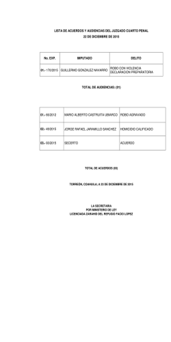 lista de acuerdos y audiencias del juzgado cuarto penal 22 de