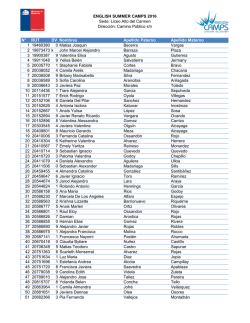 ENGLISH SUMMER CAMPS 2016 Sede: Liceo Alto del Carmen