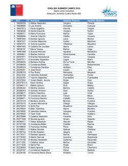 ENGLISH SUMMER CAMPS 2016 Sede: Liceo Industrial Direcci&oacute;n