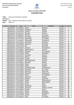 Contr&ocirc;le Final - Facult&eacute; Polydisciplinaire &agrave; Larache