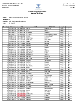 Contr&ocirc;le Final - Facult&eacute; Polydisciplinaire &agrave; Larache