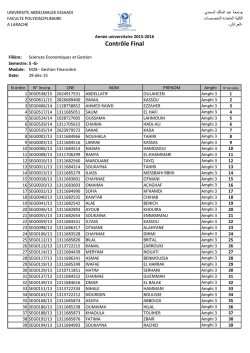 Contr&ocirc;le Final - Facult&eacute; Polydisciplinaire &agrave; Larache