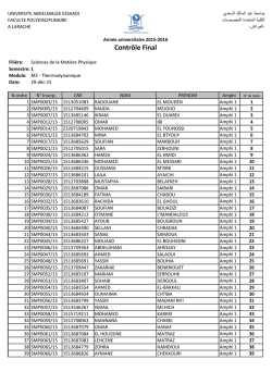 Contr&ocirc;le Final - Facult&eacute; Polydisciplinaire &agrave; Larache