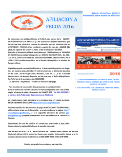 AFILIACION A FECOA 2016 - Asociaci&oacute;n Deportiva Los &Aacute;ngeles