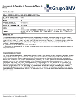 Convocatoria de Asamblea de Tenedores de Titulos de Deuda