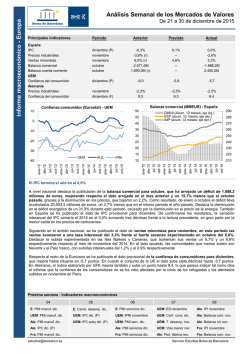 INFORME SEMANAL DE LOS MERCADOS DE VALORES Semana