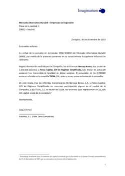 29/12/2015 IMAGINARIUM Hecho Relevante