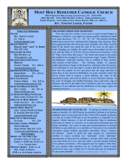 January 3, 2016 Bulletin - Most Holy Redeemer Catholic Church